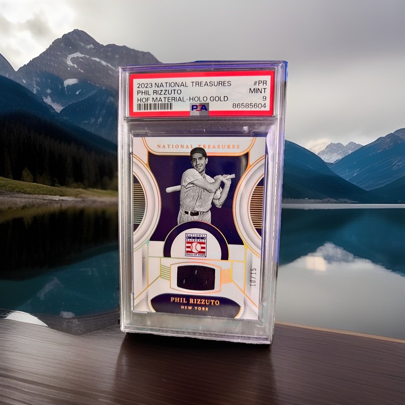 2023 National Treasures NYY HOF Phil Rizzuto Jersey Patch Holo Gold /15 PSA 9💎