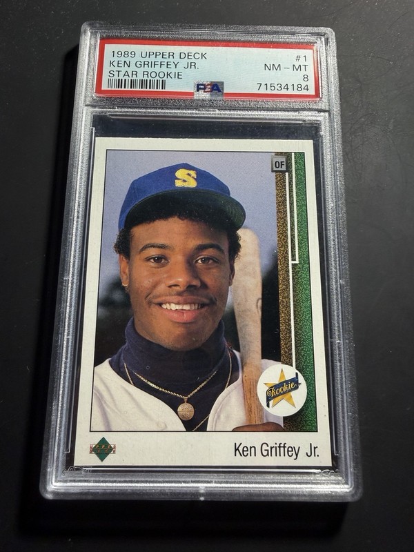 1989 UPPER DECK STAR ROOKIE #1 KEN GRIFFEY JR. RC MARINERS HOF PSA 8