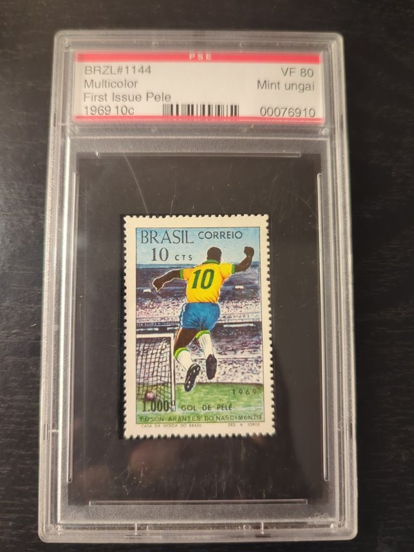 First Issue Pele Brazil#1144 Multicolor 1969 10c VF 80 Mint Ungai