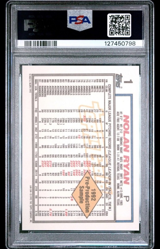 1992 TOPPS GOLD PRE-PRODUCTION SHEET HAND CUT #1 NOLAN RYAN PSA 10 GEM MINT view 2