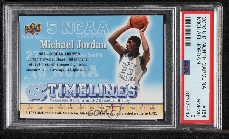 2010 UD North Carolina Basketball Timelines Michael Jordan #154 PSA 8 HOF 07qw