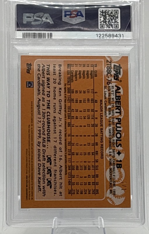 2023 Topps Chrome Albert Pujols 1/1 Superfractor AUTO PSA 8 Silver Pack 2T88C76 view 2