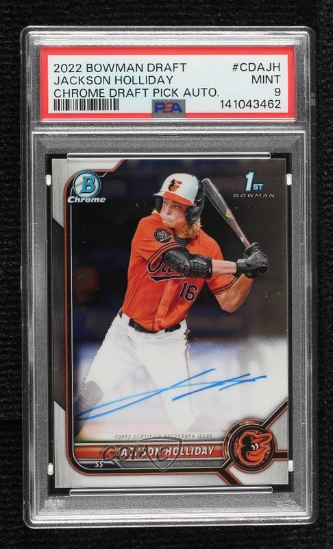 2022 Bowman Draft Chrome Pick Jackson Holliday #CDA-JH PSA 9 MINT Auto 0ok8