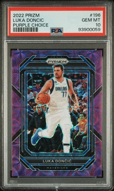 2022 Panini Prizm LUKA DONCIC #196 LA Lakers CHOICE PURPLE 15/20 PSA 10 - POP 4