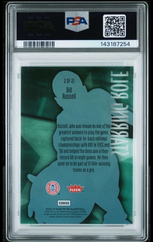 2012 FLEER RETRO ULTRA STARRING ROLE #2 BILL RUSSELL HOF POP 4 PSA 10 GEM MINT view 2