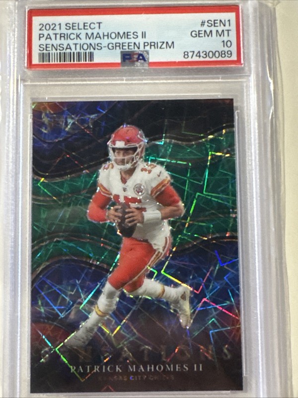 2021 Panini Select Sensations Patrick Mahomes II Green Prizm #'d 4/5 Gem 10 PSA