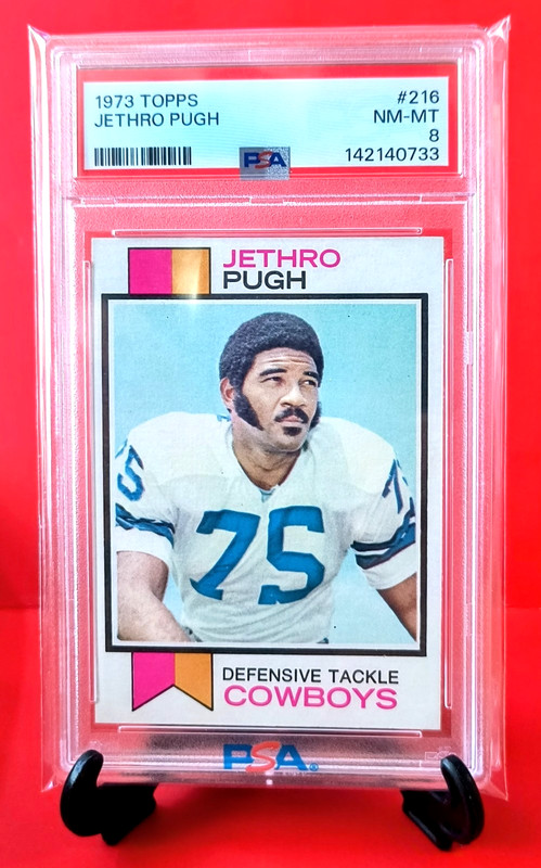 1973 Topps Vintage Jethro Pugh RC--Dallas Cowboys--PSA 8 NM-MT--card #216