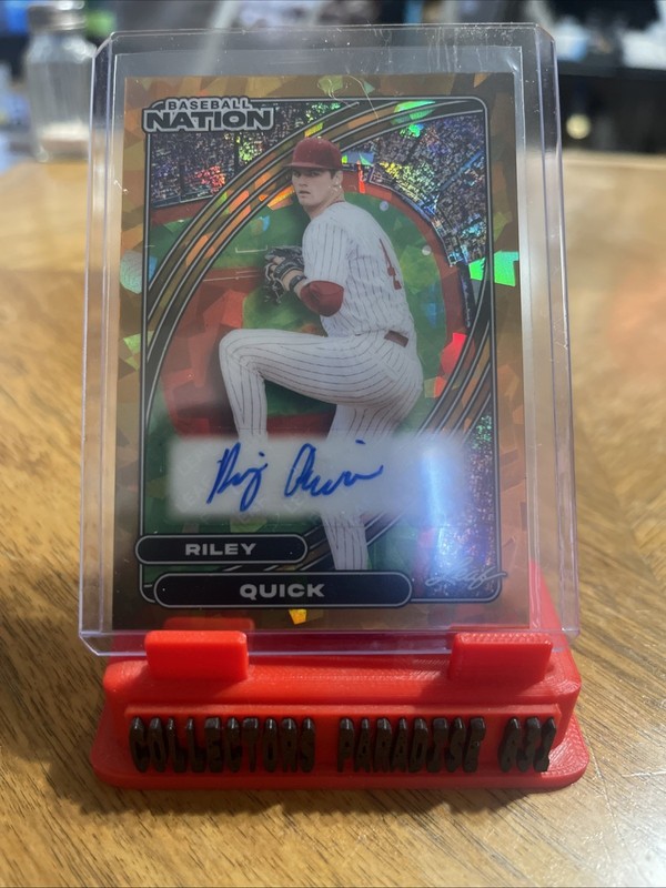 Riley Quick Baseball Nation Leaf Gold Cracked Ice 1/1 Auto