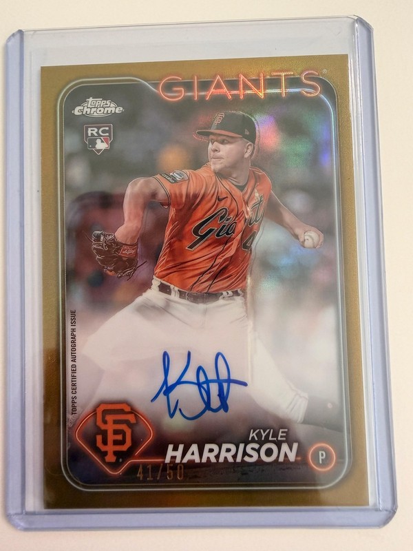 Kyle Harrison 2024 Topps Chrome #RA-KH Rookie Auto Gold Refractor /50 Brewers