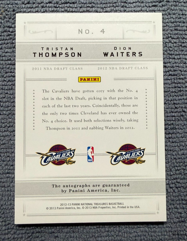 DION WAITERS TRISTAN THOMPSON 2012-13 National Treasures AUTO 11 vs. 12 #/99 view 2