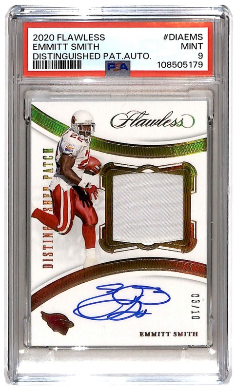 2020 Flawless Patch Auto GAME WORN / USED 3/10 Emmitt Smith Auto PSA 9 ES6