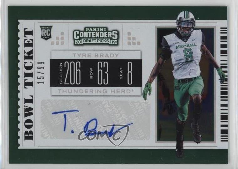 2019 Panini Contenders Draft Picks College Bowl Ticket 15/99 Tyre Brady Auto 0c6