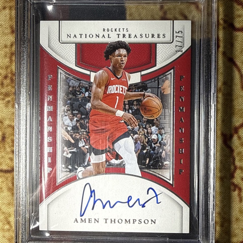 2024-25 Panini National Treasures Penmanship Amen Thompson Auto /75 BGS 8.5/10 view 2