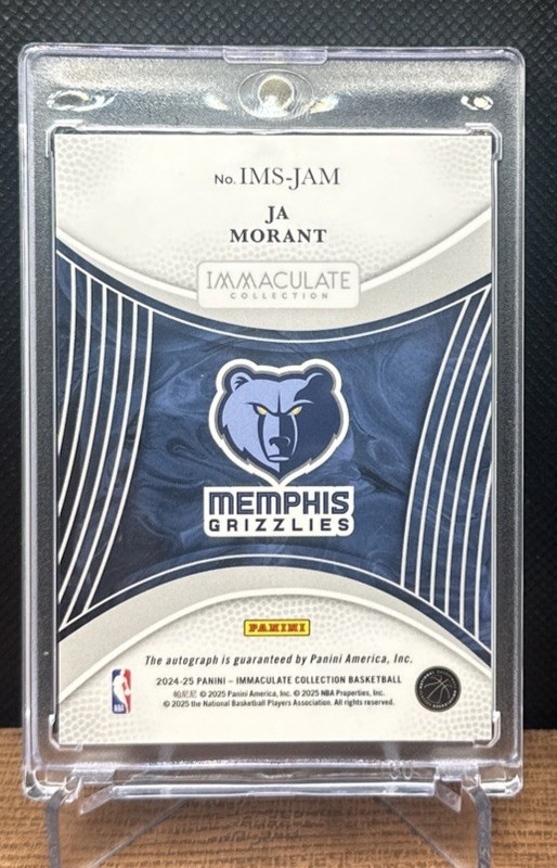 2024-25 Panini Immaculate Ja Morant Immaculate Signatures Platinum Auto 1/1 view 2