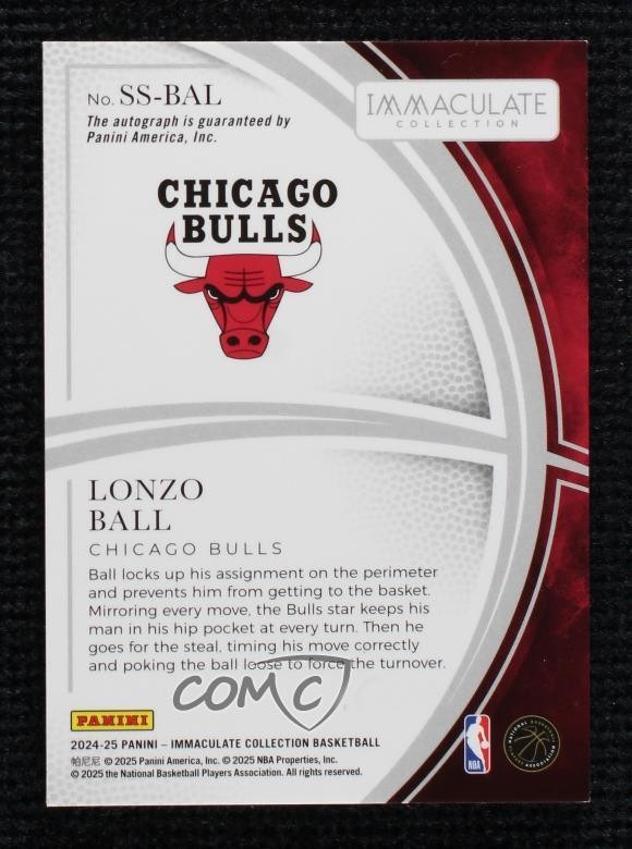2024-25 Panini Immaculate Shadowbox Signatures Green 1/5 Lonzo Ball #SS-BAL Auto view 2