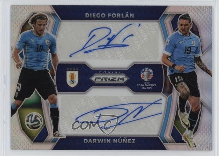 2024 Prizm CONMEBOL Copa America Dual Auto Silver 4/25 Diego Forlan Darwin Nunez