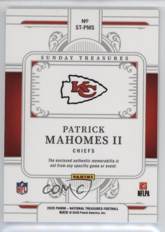 2025 Panini National Treasures Sunday 67/99 Patrick Mahomes II #ST-PMS g7s view 2