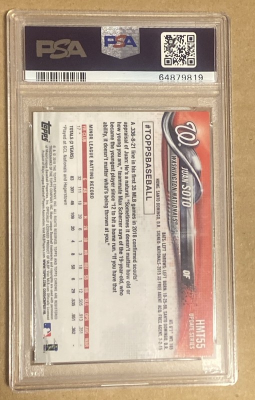 2018 Topps Chrome Update- Juan Soto- HMT55- PSA 10 Gem Mint- Rookie Card- RC view 2