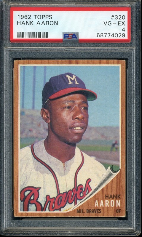 1962 TOPPS HANK AARON MILWAUKEE BRAVES #320 PSA 4 VG-EX