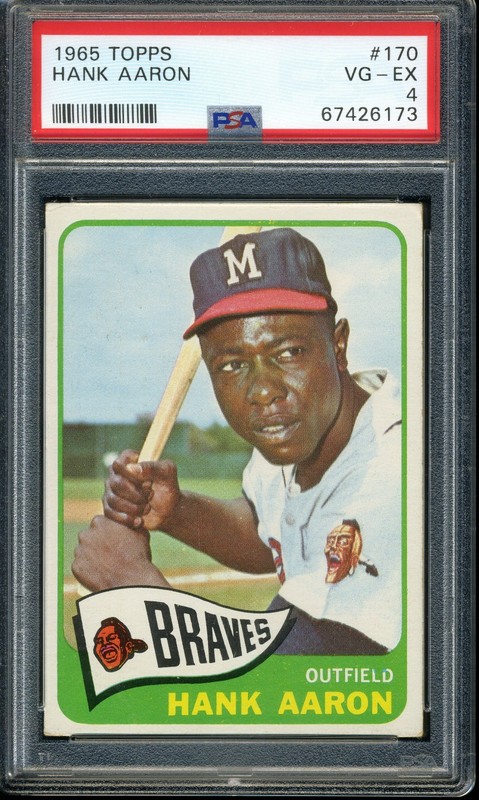 1965 TOPPS HANK AARON MILWAUKEE BRAVES #170 PSA 4 VG-EX