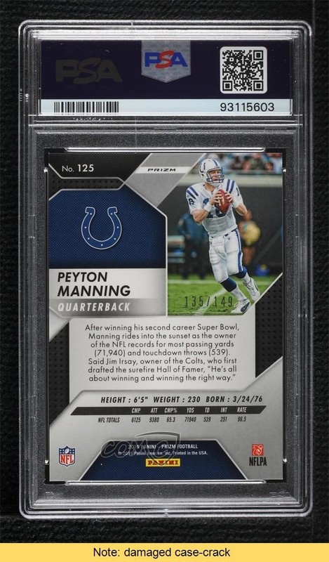 2016 Panini Prizm Blue Wave /149 Peyton Manning #125 PSA 10 GEM MT HOF READ 8uc view 2