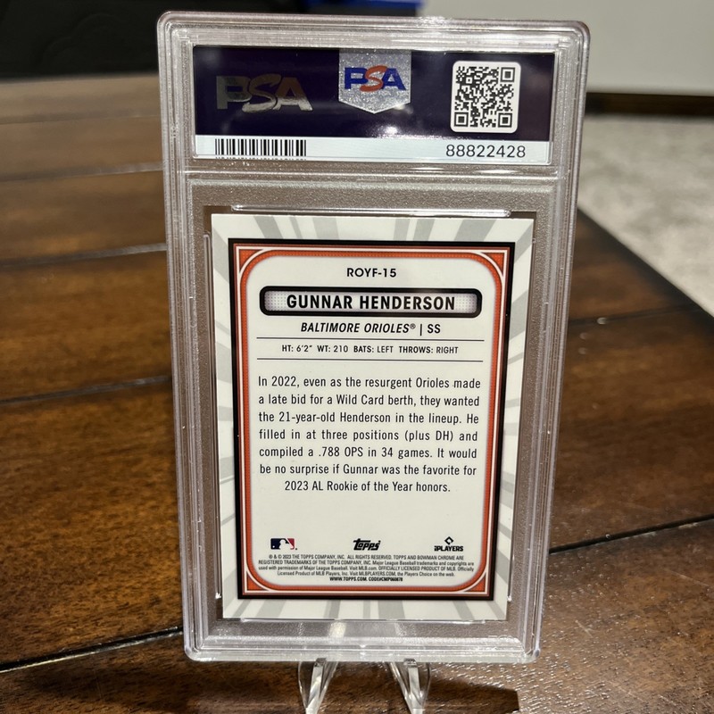 2023 Bowman - Rookie of the Year  Gunnar Henderson #ROYF-15 Mojo Refractor view 2