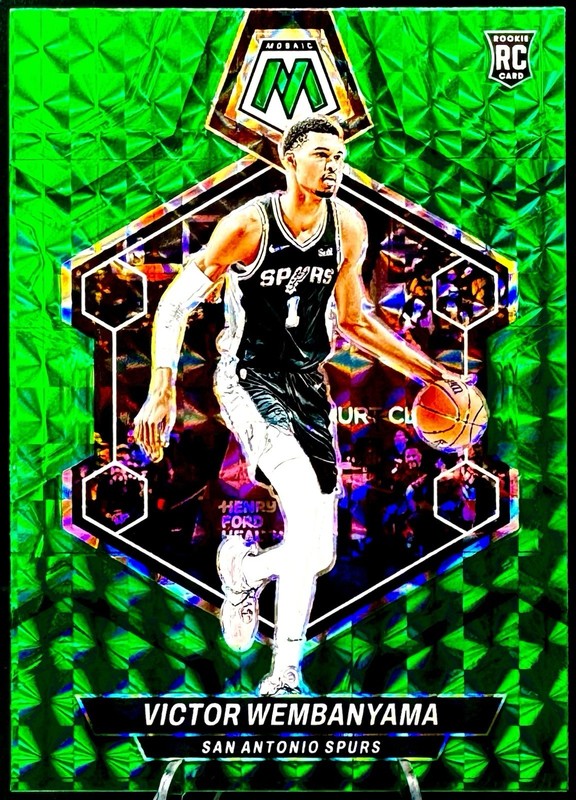 2023-24 Panini Mosaic Victor Wembanyama GREEN Mosaic PRIZM #238 Spurs RC