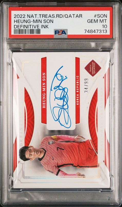 HEUNG-MIN SON 2022 NATIONAL TREASURES SOCCER DEFINITIVE INK AUTO ON CARD