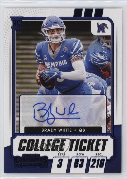 2021 Contenders Draft Picks College Game Ticket Blue 78/99 Brady White Auto 1eh5