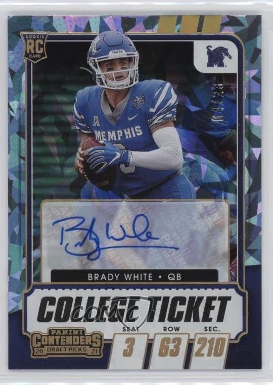 2021 Panini Contenders Draft Picks College Ticket 4/23 Brady White Auto 17hq