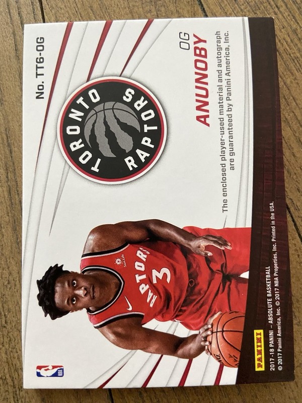 2017-18 Panini Absolute 9/10 OG Anunoby Rookie 6 Patch Auto RC Knicks view 2