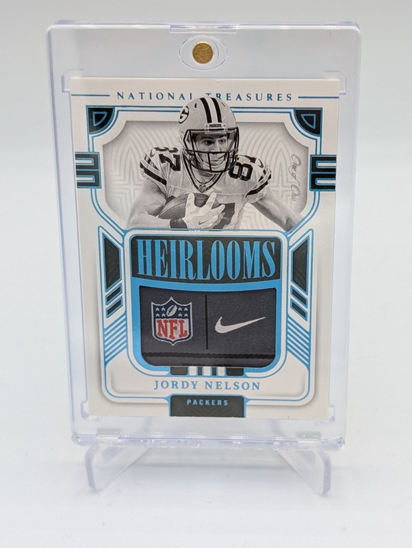 2022 Panini National Treasures Jordy Nelson Heirlooms Patch Shield/Swoosh 1/1!