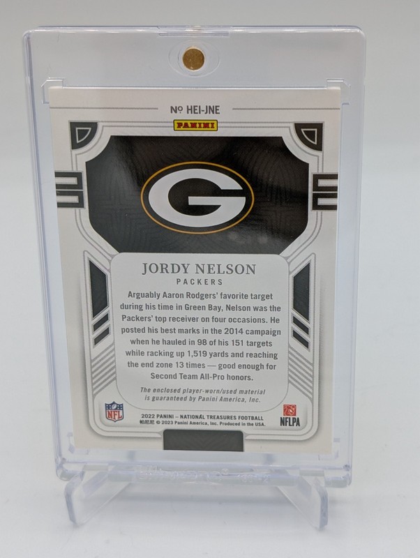 2022 Panini National Treasures Jordy Nelson Heirlooms Patch Shield/Swoosh 1/1! view 2