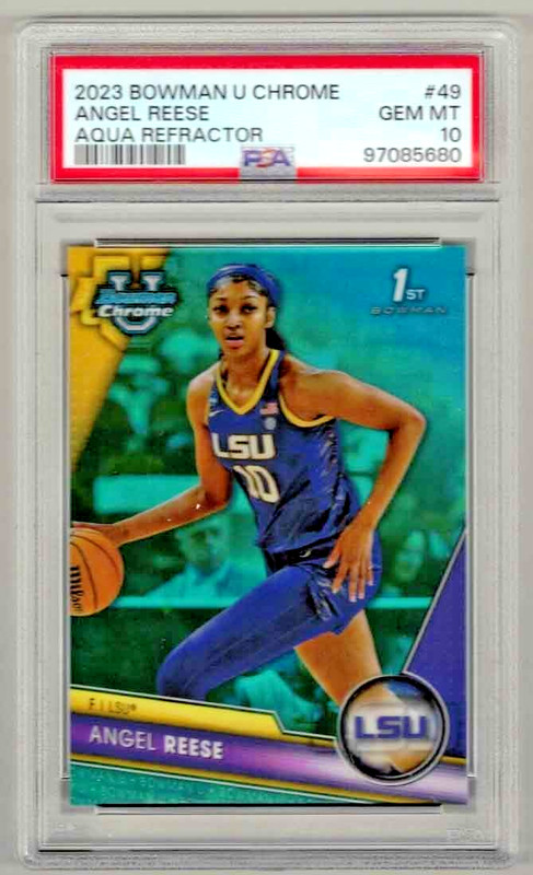 ANGEL REESE 2023 Bowman U University Chrome #49 PSA 10 AQUA REFRACTOR /299 RC! view 1