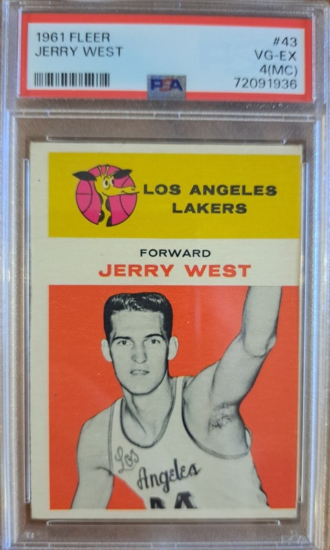 1961 Fleer JERRY WEST Rookie #43 Graded PSA 4 (MC) VG-EX (Los Angeles Lakers)