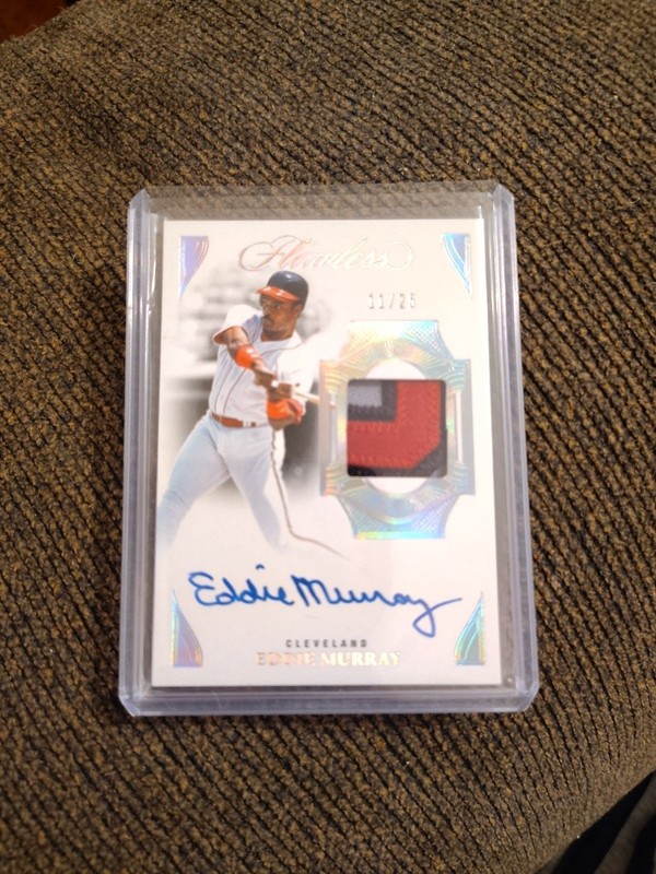 2025 Eddie Murray Panini Flawless Patch Auto /25 #PPV-EM GAME WORN PATCH