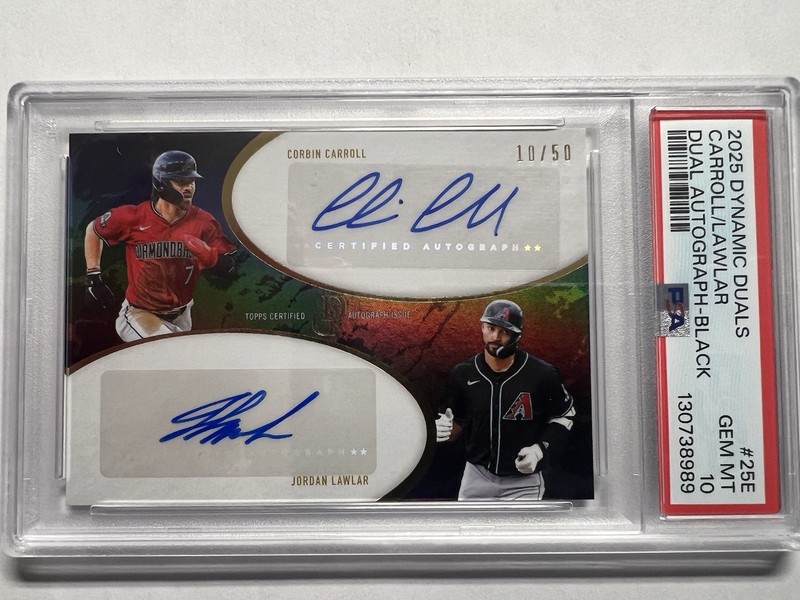 2025 Topps Dynamic Duals Corbin Carroll  & Jordan Lawlar Auto /50 PSA 10 Black