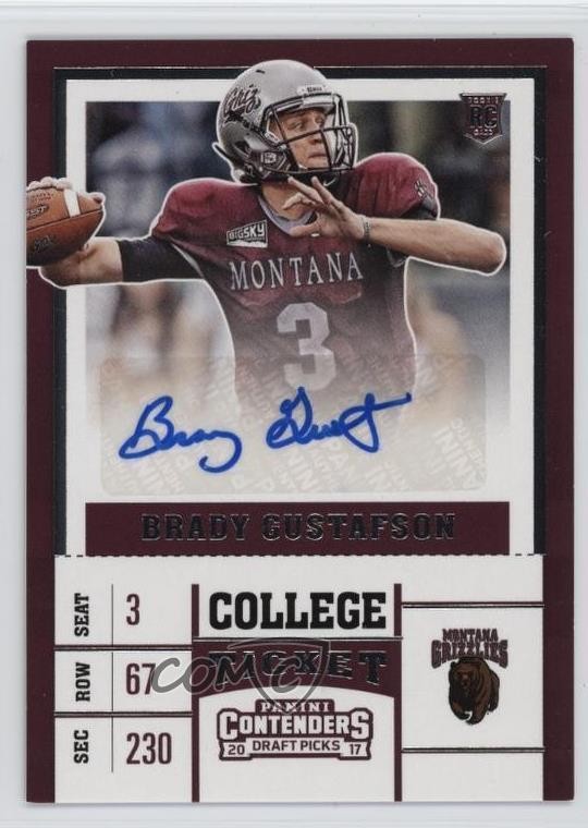 2017 Panini Contenders Draft Picks College Ticket Brady Gustafson #223 Auto 1f1