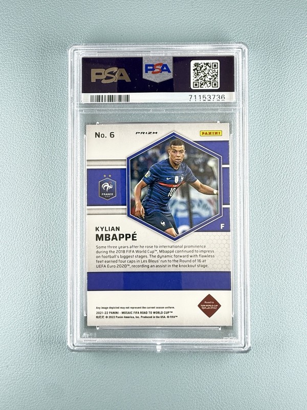 2021-22 Mosaic FIFA RT World Cup Red Pulsar Prizm Kylian Mbappe PSA 10 France! view 2