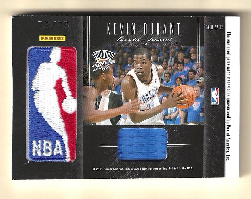 2011 Panini Black Box Kevin Durant George Gervin Passing The Torch Logoman #/75!