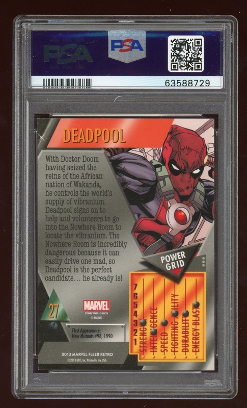 2013 Marvel Fleer Retro Metal Deadpool #27 PSA 9 view 2