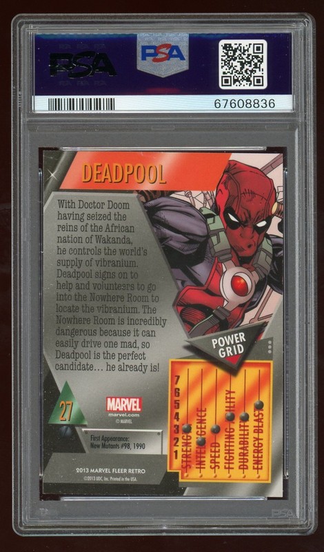 2013 Marvel Fleer Retro Metal Deadpool #27 PSA 9 view 2