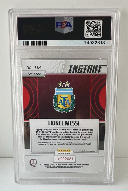 LIONEL MESSI 2022-23 INSTANT FIFA WORLD CUP #118 /22081 ARGENTINA PSA 10  view 2