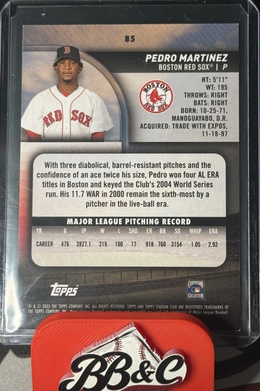 2025 Topps Stadium Club - Pedro Martinez #85 Superfractor 1/1 view 2