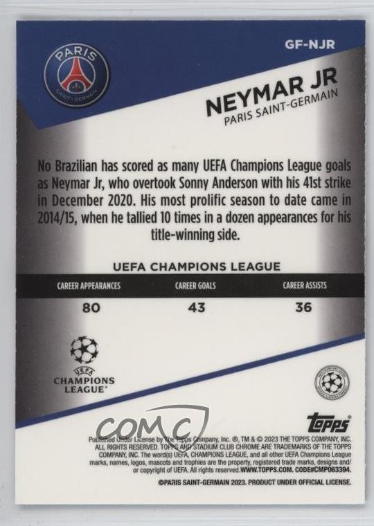 2022-23 Topps Stadium Club Chrome UEFA Competitions Goal Force Neymar Jr #GF-NJR view 2