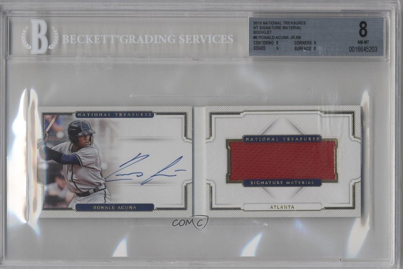 2018 Panini National Treasures 80/99 Ronald Acuna Jr #SMB-RA BGS 8 Auto 4f5
