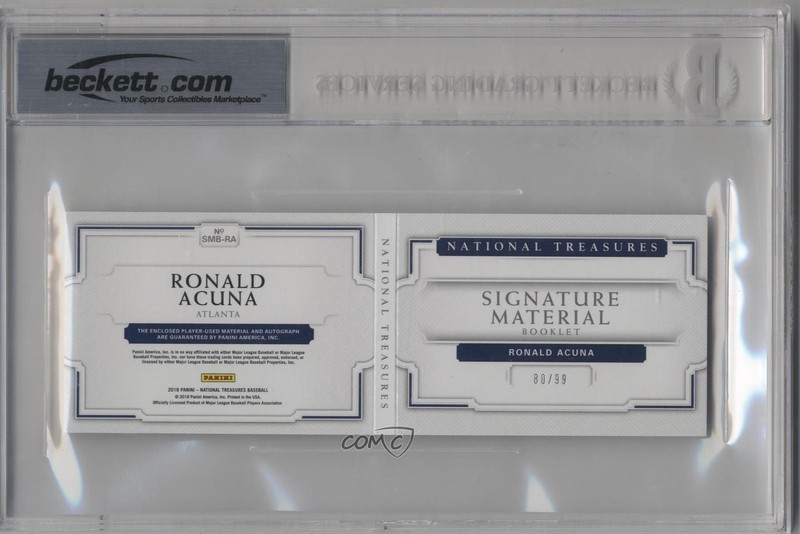 2018 Panini National Treasures 80/99 Ronald Acuna Jr #SMB-RA BGS 8 Auto 4f5 view 2