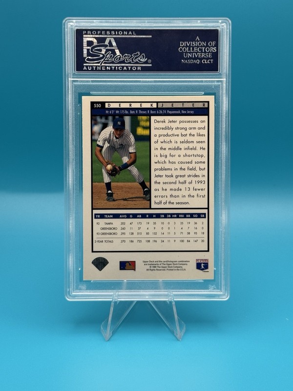 1994 Upper Deck Electric Diamond Derek Jeter RC #550 PSA 8 NM MT Yankees view 2