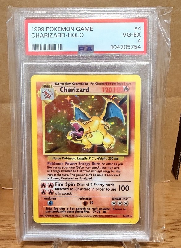 1999 Pokemon Game Charizard Holo #4 Base Set PSA 4 VG-EX 
