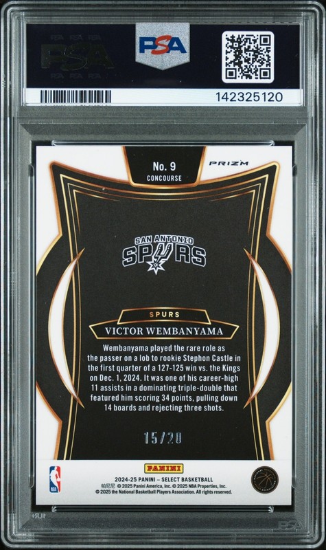 2024-25 Panini Select Victor Wembanyama Blue Stars /20 #9 PSA 9 Mint view 2